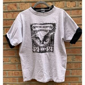 Vintage 90s Black Hills South Dakota Eagle Double Sleeve Shirt Size L